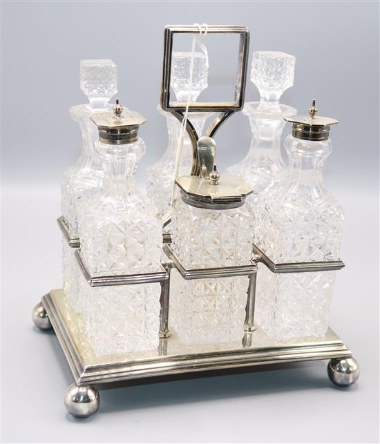 Plated mounted six bottle cruet set